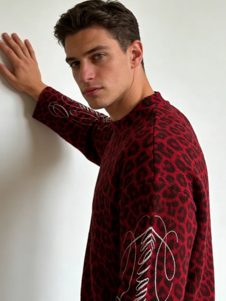 2026 Leopardenmuster T-Shirt Kurzarm-Rundhals-Oberteil Personalisierter Trend INS Loose Hip-Hop T-Shirt Street Y2K