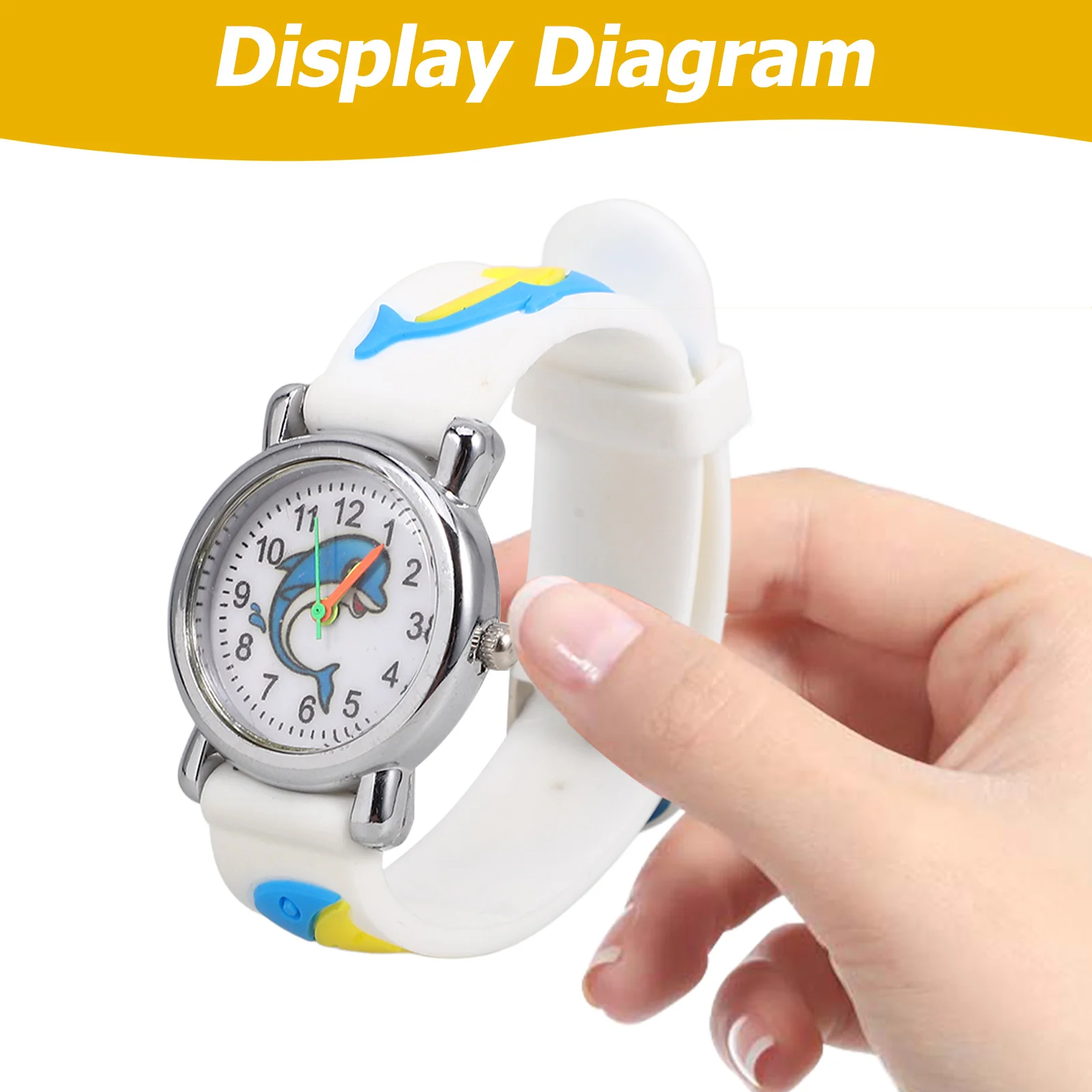 كارتون دولفين ساعة رقمية لطيفة ملونة كاجوال ساعة يد واضحة الاتصال الهاتفي وقت دقيق القراءة ساعة كرتونية #3