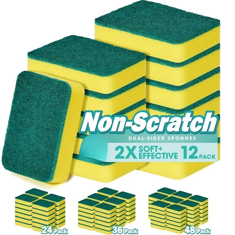 Heavy Duty Dish Sponge Cleaning Dish Scrubber Sponge for Home and Kitchen Stink-Free Cleaning Supplies for Pots Pans