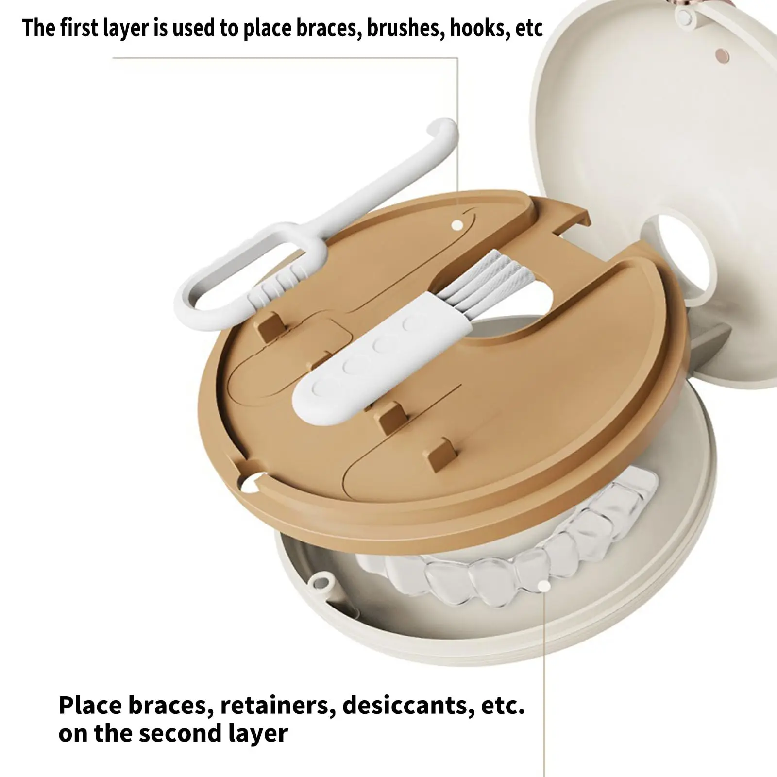 Double-layer Denture Storage Box Donut Braces Magnetic Aligner Organizer Practical Storage Solution Unique Design with Style