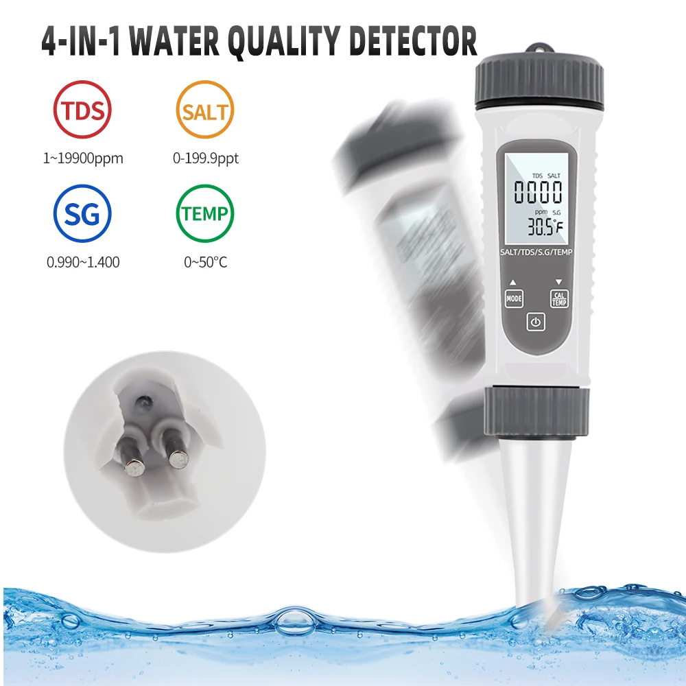 4 in 1  Portable Mini Salinometer Led Salinity Meter TDS/SG/Temperature Meter Electronic Analyzer For Kitchen Food Shape