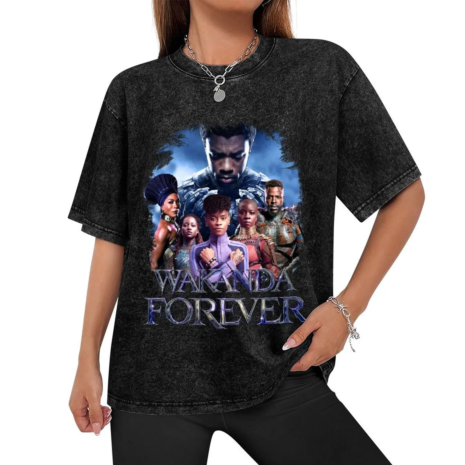 Wakanda Forever Collage T-Shirt sports fans summer top new edition mens cotton t shirts