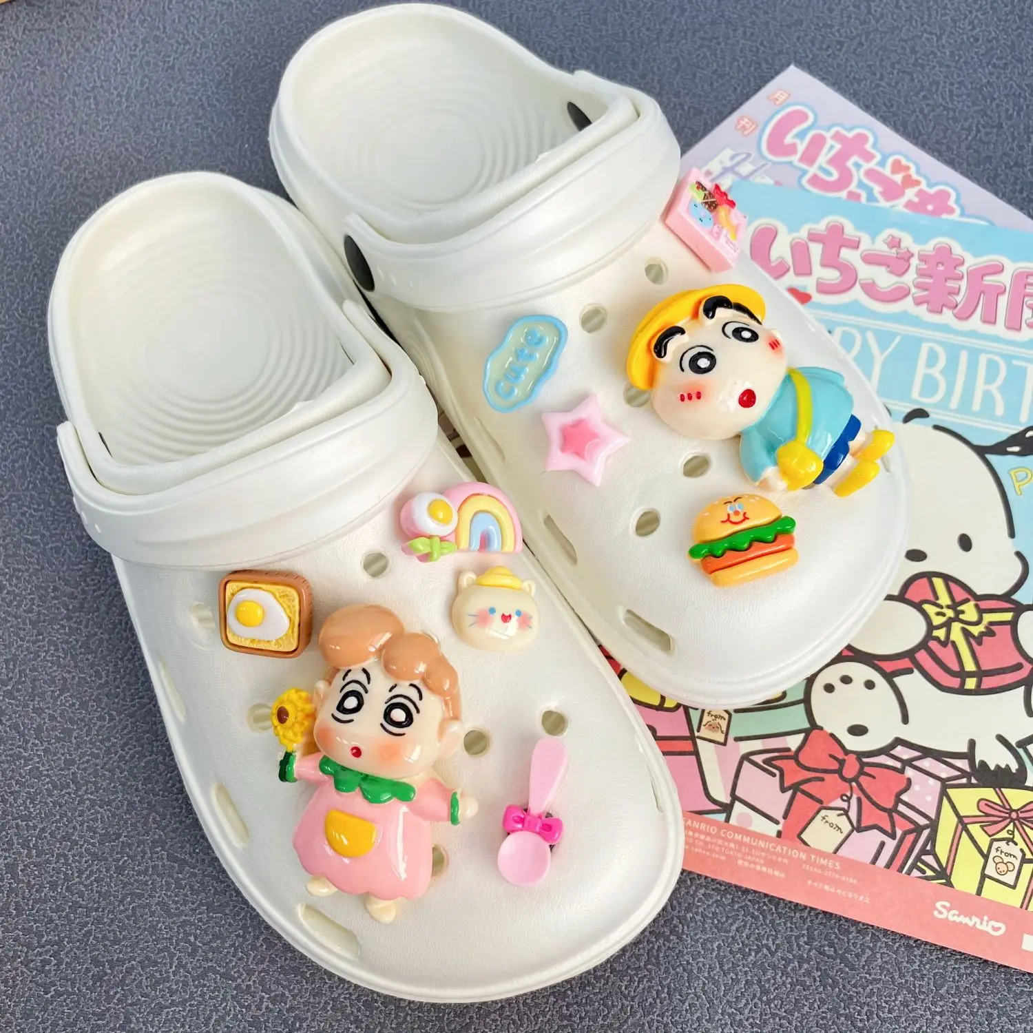 New Crayon Shin-chan Shoes Accessories Cartoon Kawaii Shoes Buckle Women Shoesflower Decorative Accessories Gift