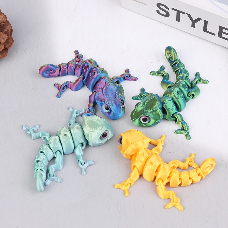 1Pc New Creative 3D Printing Chameleon Figures Multi-joint Movable Simulation Animal For Home Decor Accessories Kids Gift