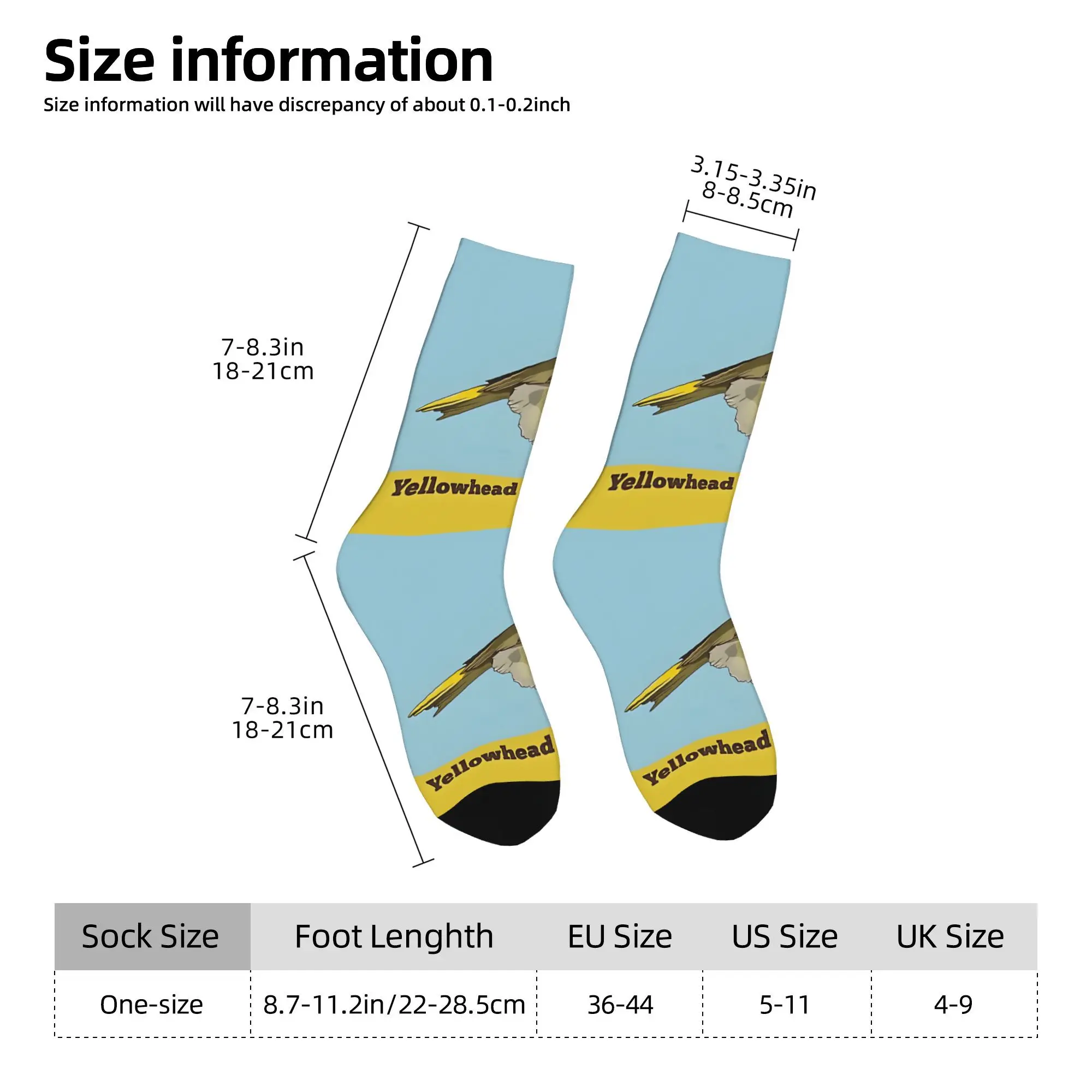 1pc Yellowhead Nz Bird Mohua Printed Men's Socks  Novelty Hip Hop Harajuku Pattern Crew Sock Casual Gift