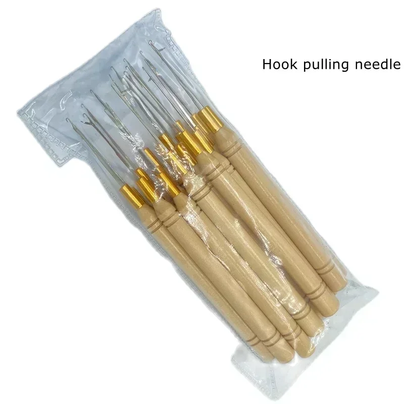 100pcs Wood Hook Pulling Needle with Small Hook Professinal for 2.9mm Nano Ring Micro Ring Hair Extension Tools Needle Threader