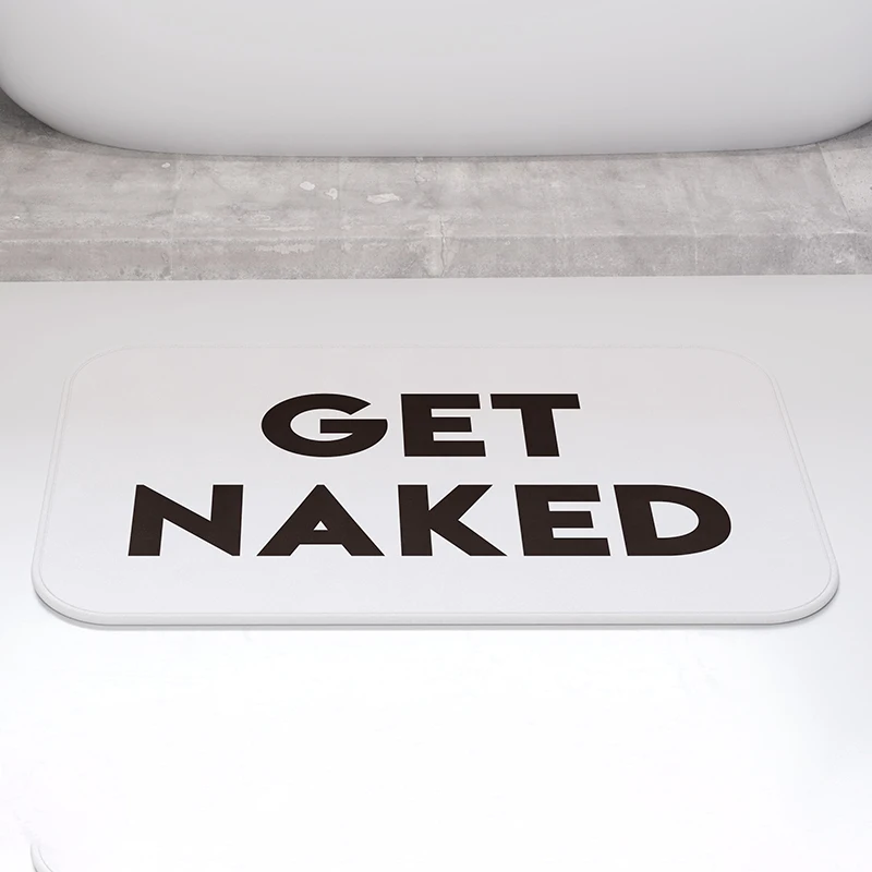 Gaslight Gatekeep Girlboss Get Naked in Black Funny Bath Mat Non Slip Absorbent Bathroom Rug Shower Carpet 60 x 40 cm