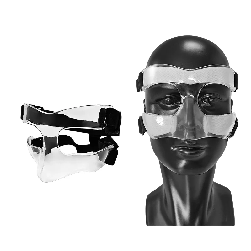 

Basketball Mask Collision Avoidance Face Guard Protective Mask Kids Adults Outdoor Sports Protection Nose Guard Black Clear Mask
