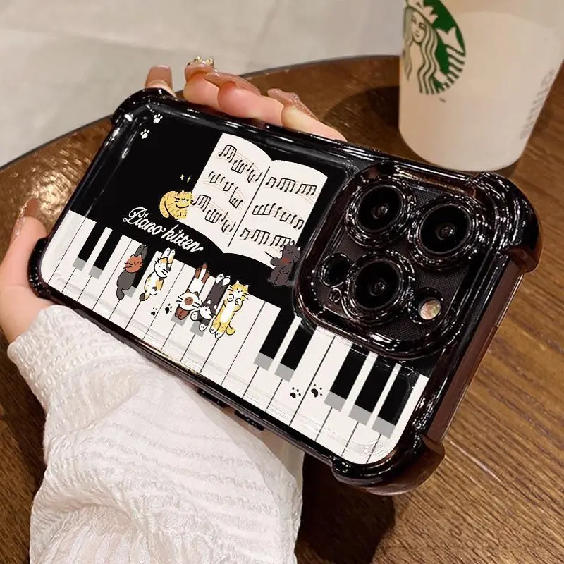 

Soft Case for iPhone 17 Pro Max 16 Plus 15 14 13 12 11 Airbag 4-Corner Cover Camera Full Protection for Male Female Piano Animal