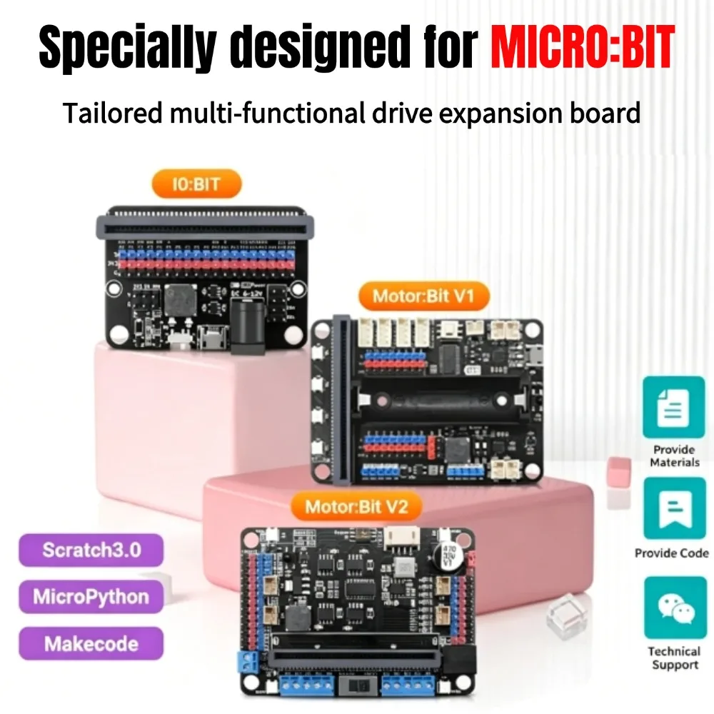 Microbit Expansion Board Motor Drive Expansion Board Support Beginner Starter Kit 6-16V PCA9685 PWM Driver 4 Motor 8 Servo
