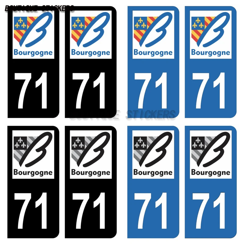 

2Pcs Autocollant plaque d'immatriculation française noir bleu DEP 71 Région Bourgogne C PVC étanche pour voiture