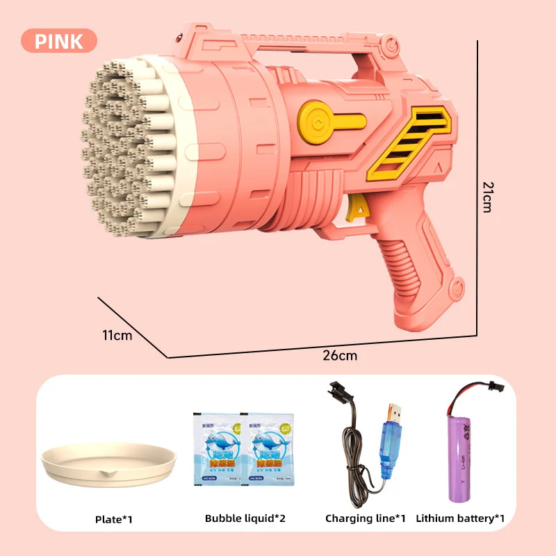 Pistolet à bulles automatique, 69 trous, fusée d'extérieur électrique, grosses bulles de savon, Machine poreuse, jouets de fête, cadeau de mariage pour enfants