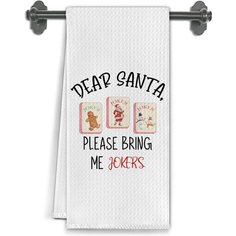 1 Santa mahjong gift, kitchen towel, mahjong lover player gift, plate, tea towel