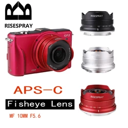 10mm F5.6 Fisheye APS-C Lens MF Focus for Canon EOSM Sony E Canon EF-M Fuji FX Olympus M4/3 Panasonic M4/3 bayonet body