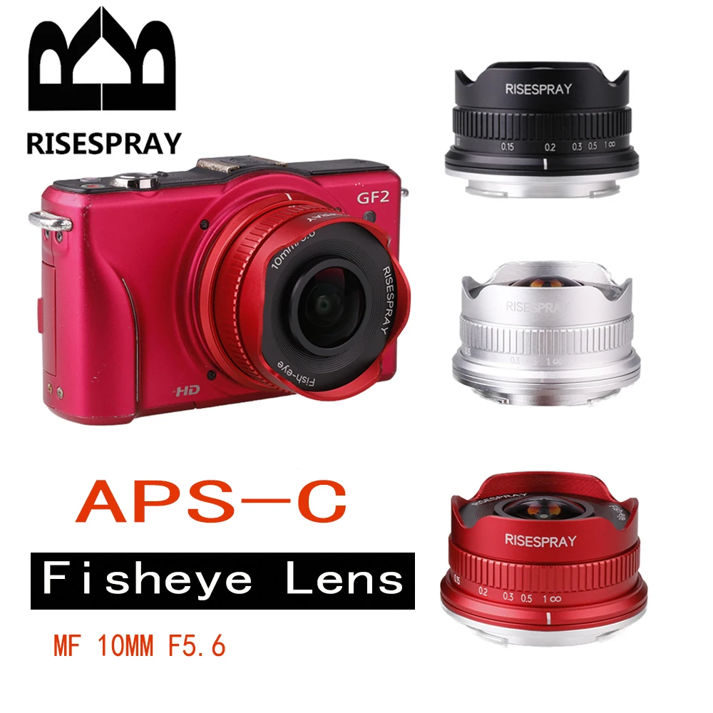 10mm F5.6 Fisheye APS-C Lens MF Focus for Canon EOSM  Sony E Canon EF-M Fuji FX Olympus M4/3 Panasonic M4/3 bayonet body