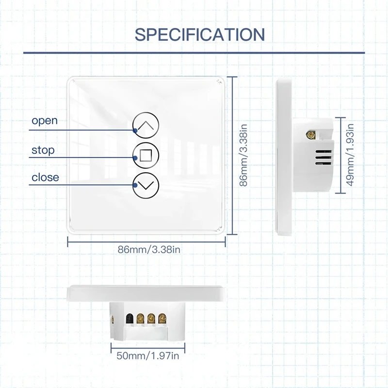 ABAE-Tuya Wifi RF433 2,5 D Arc Vorhang Schalter Glas Touch Panel Für Rollos Fensterläden Schalter Smart APP drahtlose Alexa