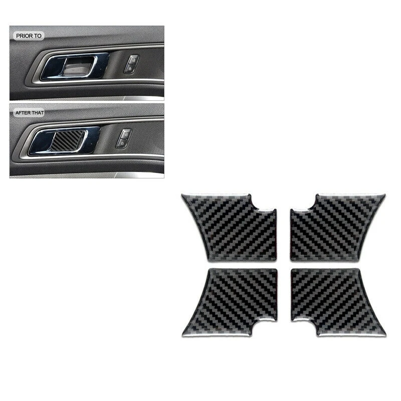 4Pcs Car Real Carbon Fiber Car Inner Door Bowl Moulding Decoration Trim Fit For Ford Explorer 2013-2019