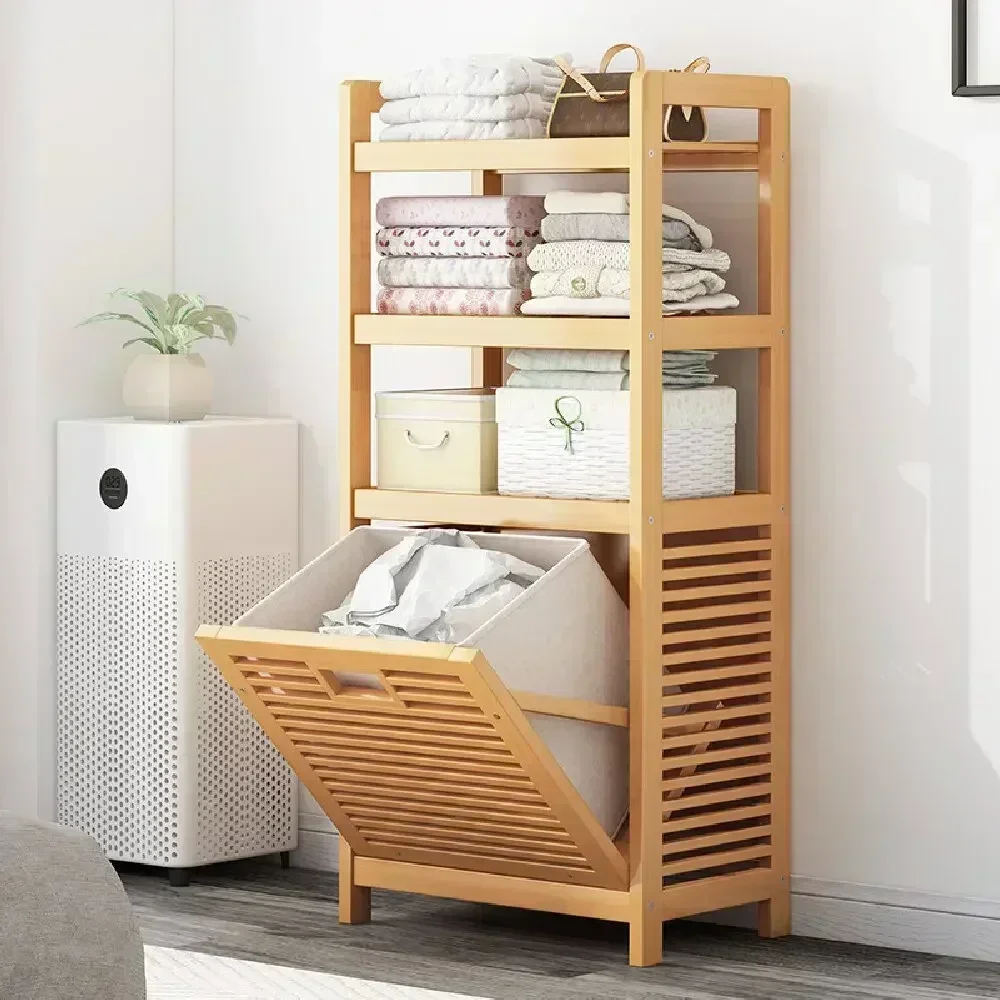 

#For Shelf Tilt Out Basket Bathroom Rack Bamboo Laundry Basket Laundry Baskets Organizer Bathroom Storage Shelf Storage Rack
