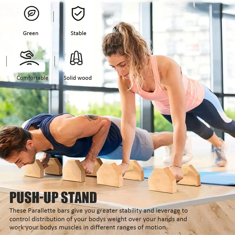 Wooden Push-up Stand Exercise Pushup Board Non-Slip Pushup Bars Calisthenics Handle Fitness Equipment Home Strength Training