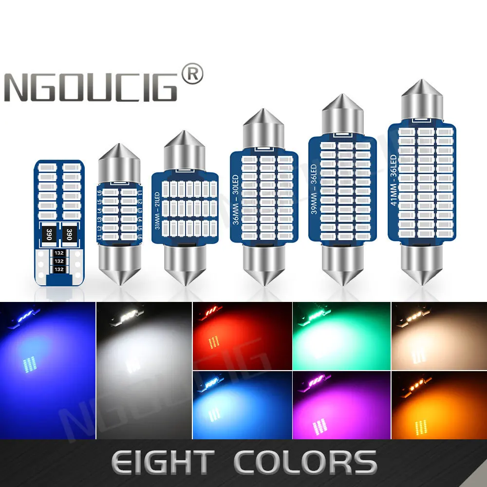 

NGOUCIG 4PCS 12V 24V Led Bulb C10W C5W Lamp Festoon 31 mm T10 BA9S 28mm 31mm 36mm 39mm 41mm Red Warm White Truck Car Dome Lights