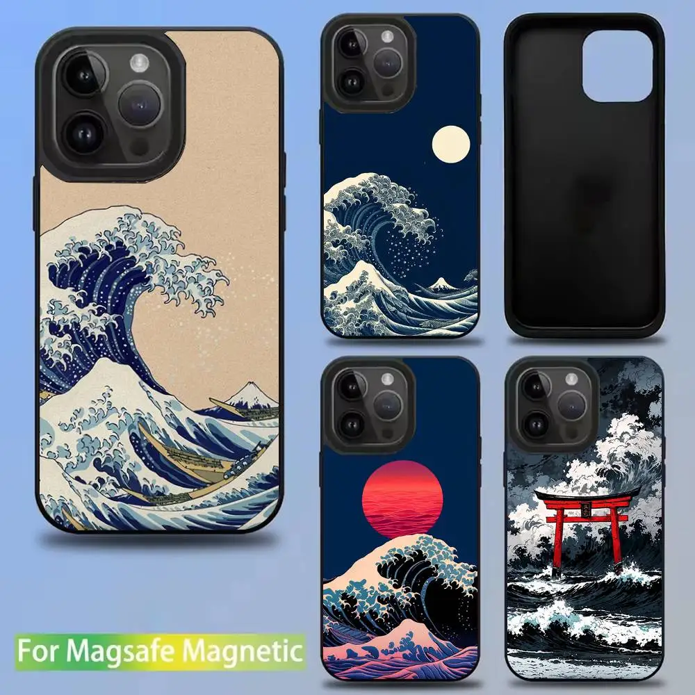 

Japan Style Ukiyo-e Phone Case For iPhone 16,15,14,13,12,11,Pro,Max,Plus,Mini,SE New Magsafe Magnetic Wireless Charging