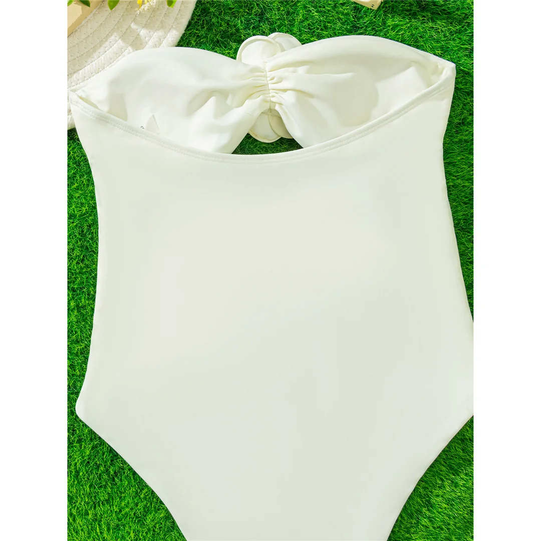 3D-Blumen-Bandeau-Badeanzug mit Bauchausschnitt, einteiliger Badeanzug für Damen, Badebekleidung, Monokini mit hohem Beinausschnitt, Badeanzug, Badebekleidung, V6688 – Detail 10
