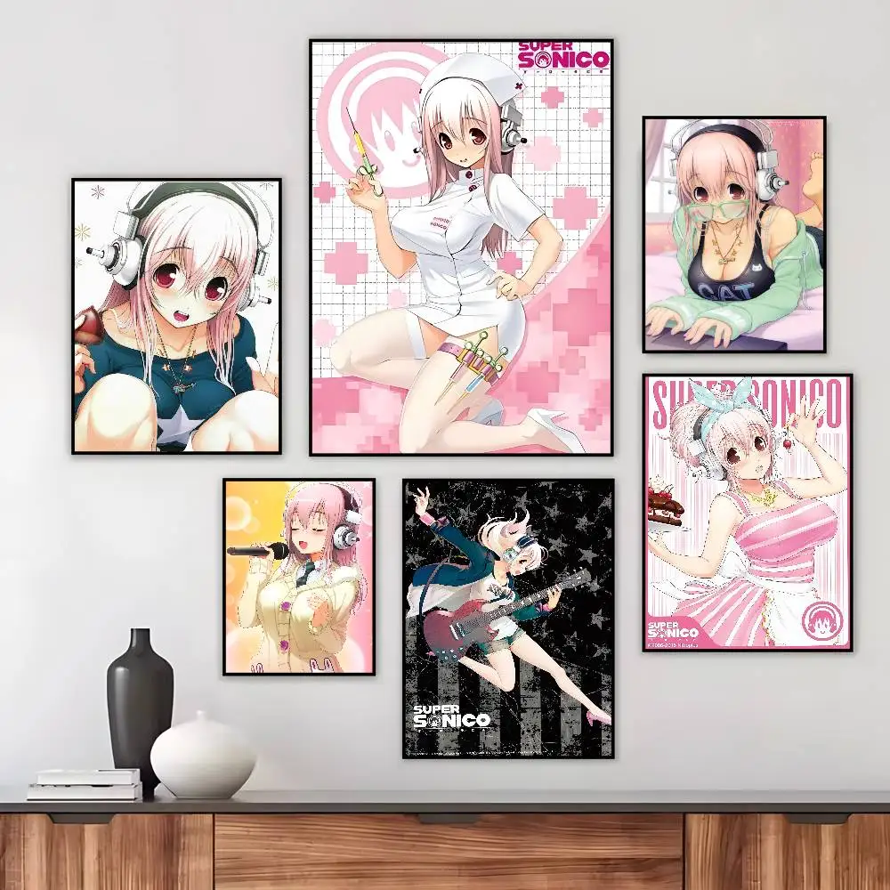 Anime Kawayii S-SUPER SONICO Poster Art HD Canvas Advanced Aesthetic Printing Paper Wall Art for Living Room Home Decor