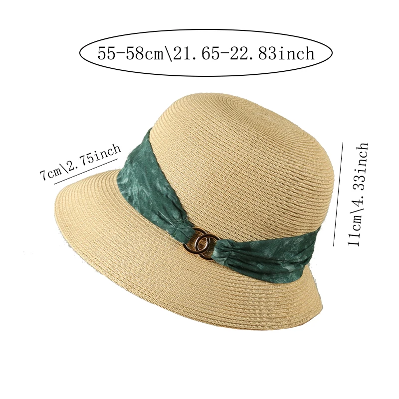 Straw hat, summer new UV protection, sun shading and sun protection hat, Japanese fashionable and elegant, British style small t