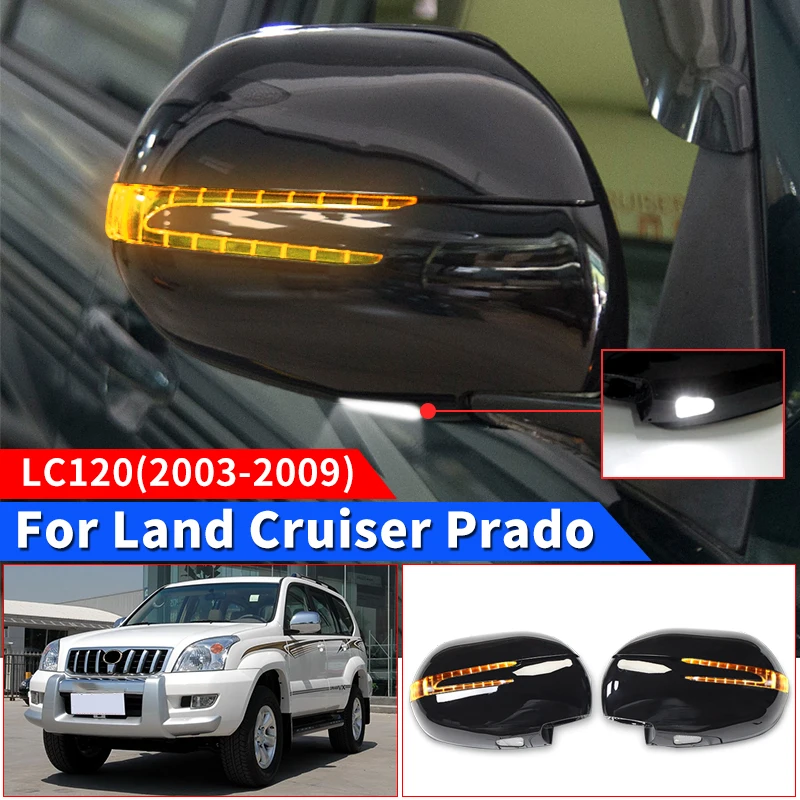 For Toyota Land Cruiser Prado 120 2003-2009 Rearview Cover Dynamic Bulb FJ120 Lc120 led Turn Signal Modification Accessories