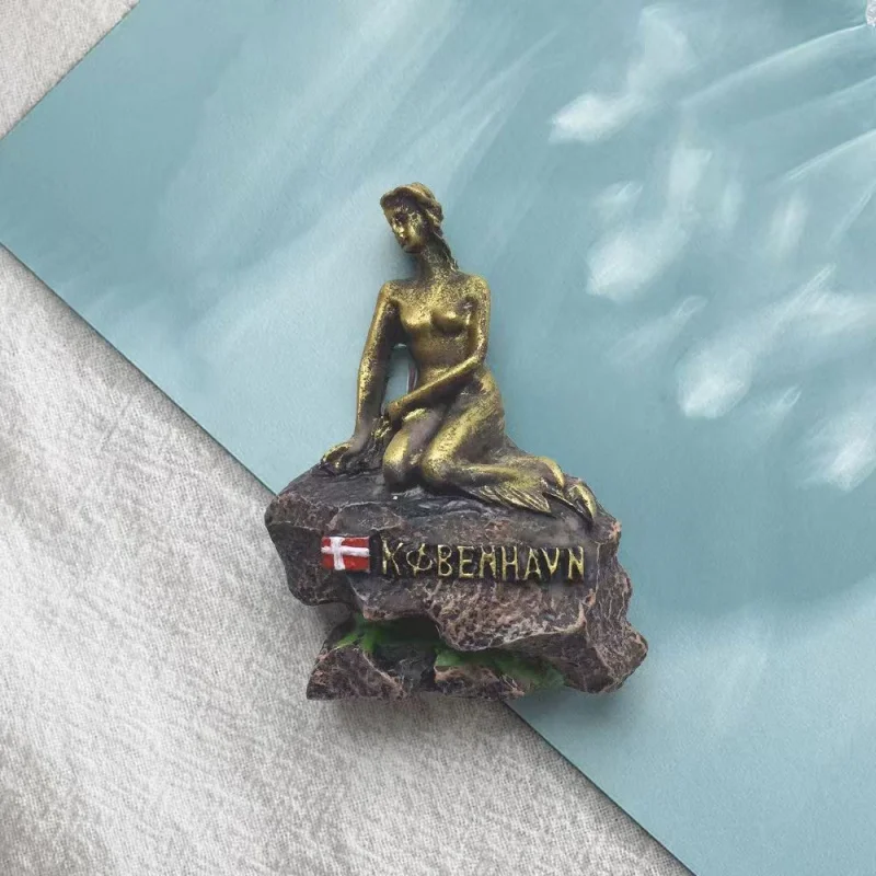 

Copenhagen, Denmark Mermaid Statue Fridge Magnet3dThree-dimensional Travel Home Exquisite Commemorative Decorations