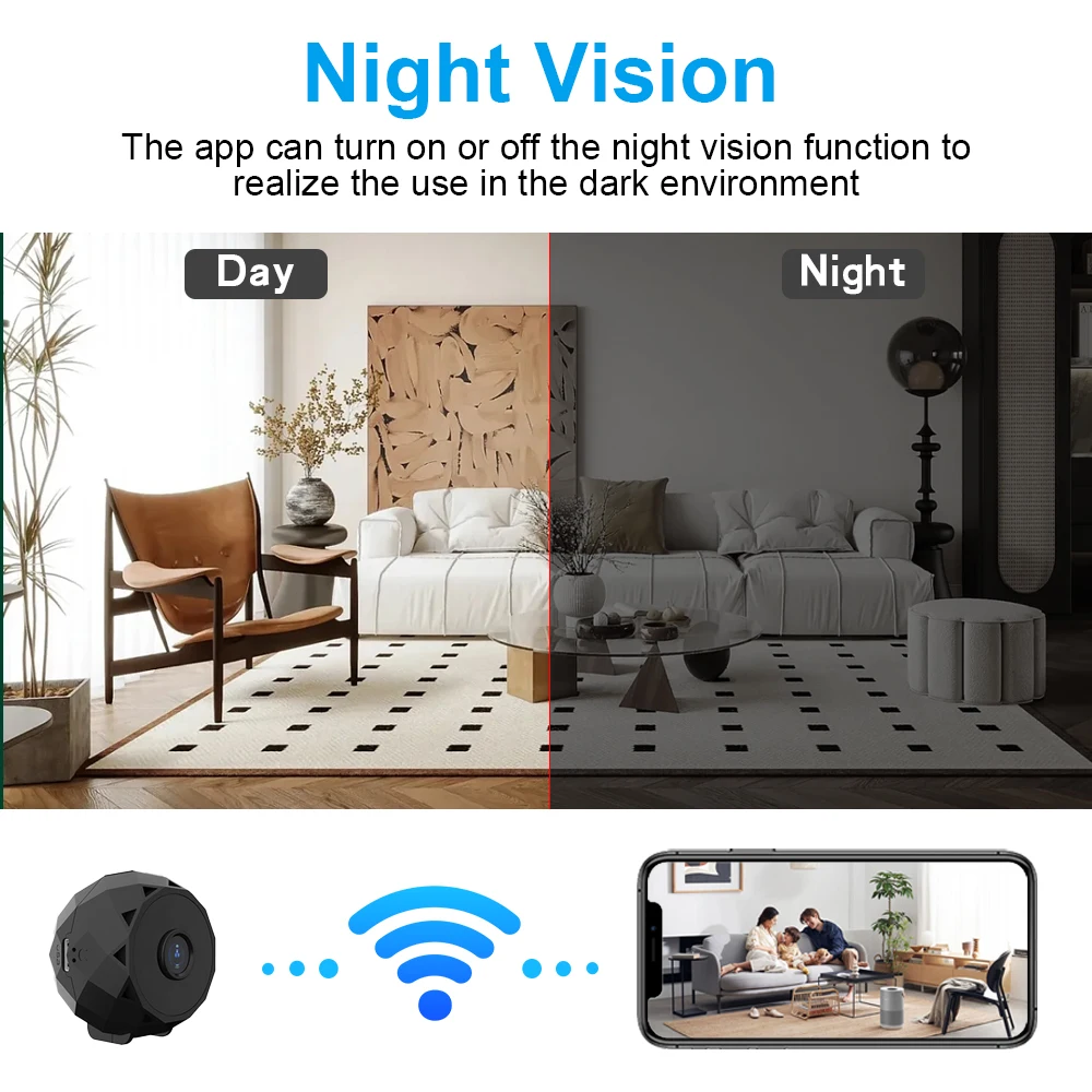 Mini cámara Wifi monitoreo Original protección de seguridad con movimiento versión nocturna cámara de vigilancia inalámbrica