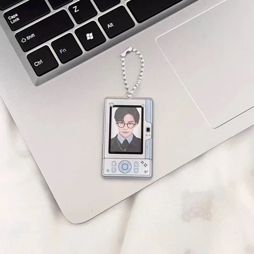 Transparent Acrylic Card Holder 3 Inch Kawaii Photo Card Holder Mobile Shape Keychain Pendant ID Badge Holder