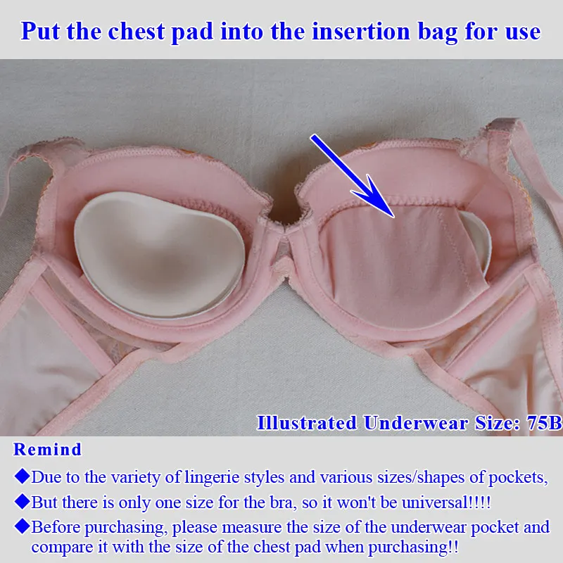 1pair Sexy Women\'s Bra Pads Insert Removable Padding Brassiere Breast Enhancer sopnge Push Up Cups for Swimsuits Bikini