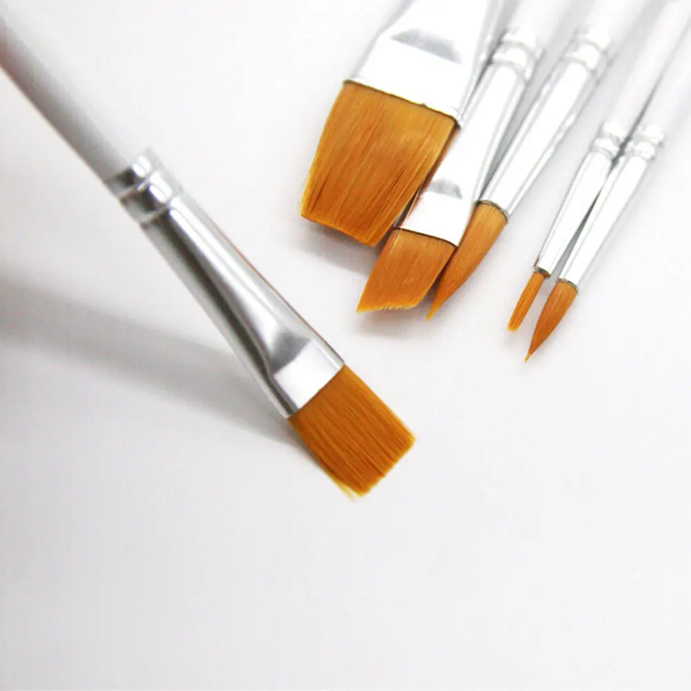 

6pcs Painting Brush Sets For Acrylic Oil Watercolor Gouache Face Art Kids Beginners Professionals Handmade No Shedding Easy