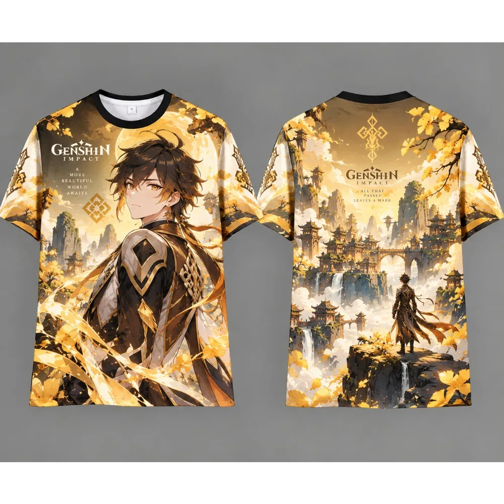 Genshin Impact 3D Print T-shirt Unisex Anime Game Character Short Sleeve O-Neck Tees Summer Casual Streetwear for Game Fans Gift