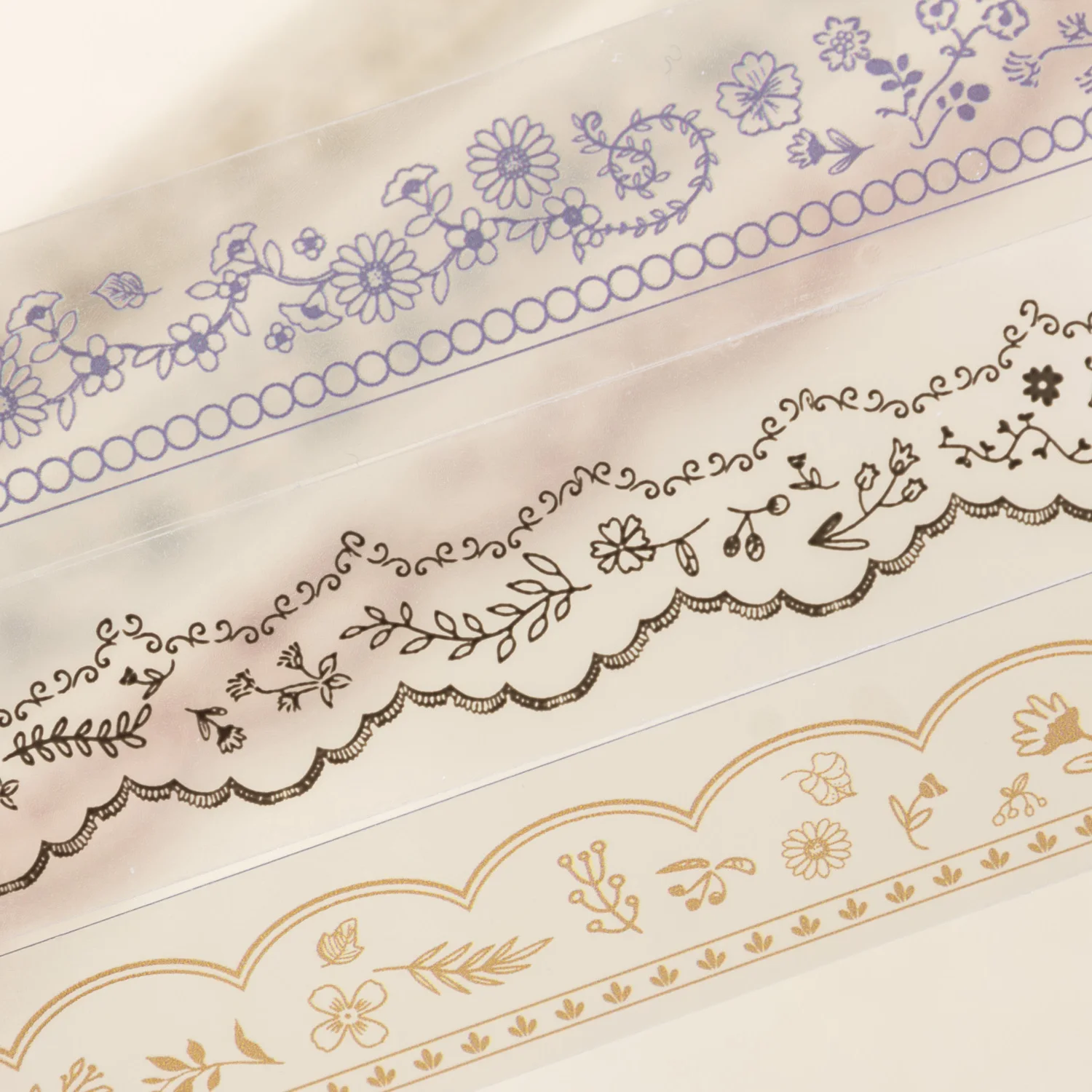 1 Roll Floral Lace Border Theme PET Decorative Washi Tape for DIY Journal, Photo Frame Collage, Scrapbook Material