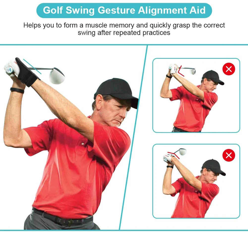 Golf Swing Aids Pro Power Band Wrist Brace Smooth and Connect-Easy Correct Training Swing Gesture Alignment Practice Tool