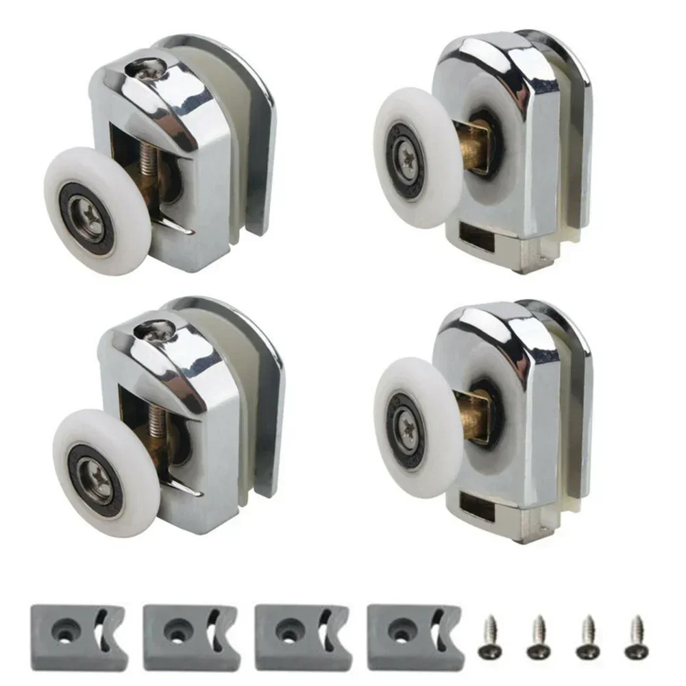 4 Pcs Shower Door Rollers Zinc Alloy Single Shower Door Roller Runners Wheels Pulley 25mm Glass Sliding Door Pulley Hardware