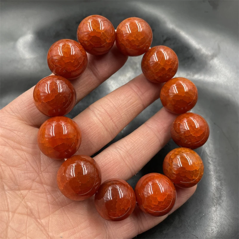 20mm phoenix blood scale round beads, red dragon pattern agate large bead bracelet