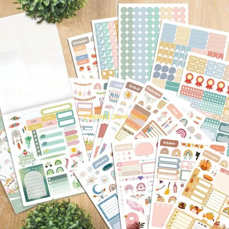 A3PC Scrapbooking Decorative Sticker For Journals Calendar Daily Schedules Art Craft