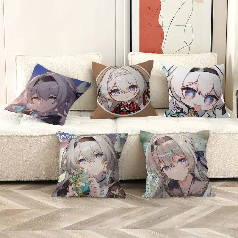 Honkai Star Rail Firefly Cushion Cover Car Throw Pillow Case For Sofa Car Christmas Gift 40x40cm 45x45cm