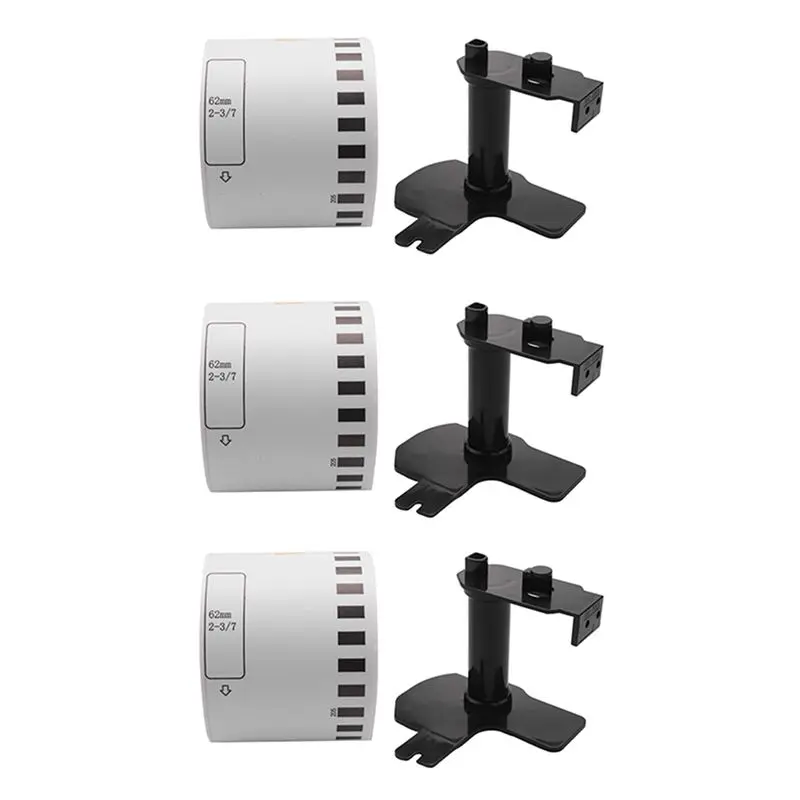 

3 Roll Compatible For Brother DK22205 62Mm X 30.48M Continuous White Length Paper Tape Labels With Refillable Cartridge