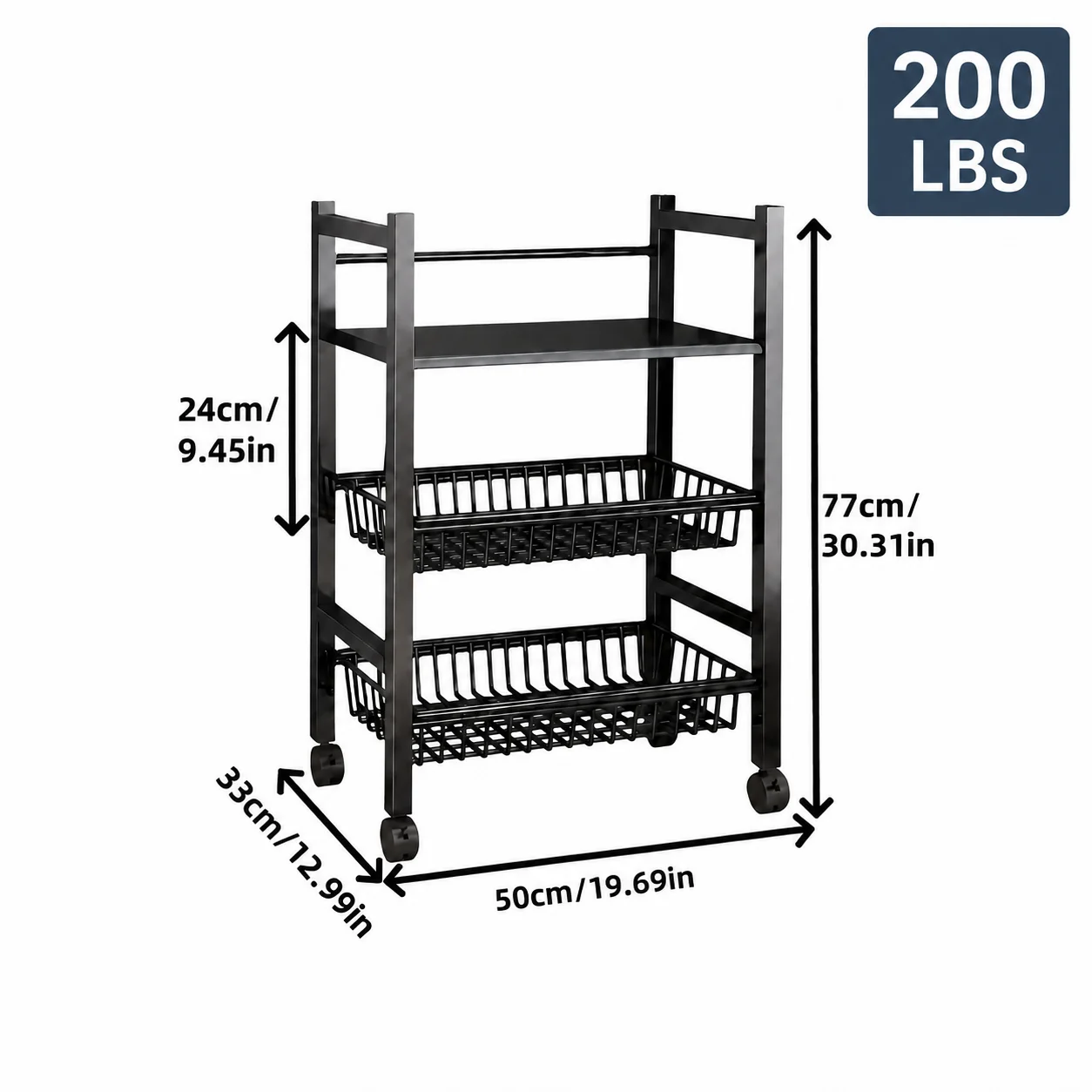 Adjustable 2/3/4-tier Storage Shelves-a Great Helper For Home Organization; Metal Shelves With Casters, Suitable For Garages, Kitchens, Pantries, Bathrooms, And Bedrooms. The 3- And 4-tier Models Come With A Free Small Storage Basket.