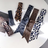 ins style wear accessories retro black polka dot sexy leopard print silk scarf fashion foreign style neck scarf