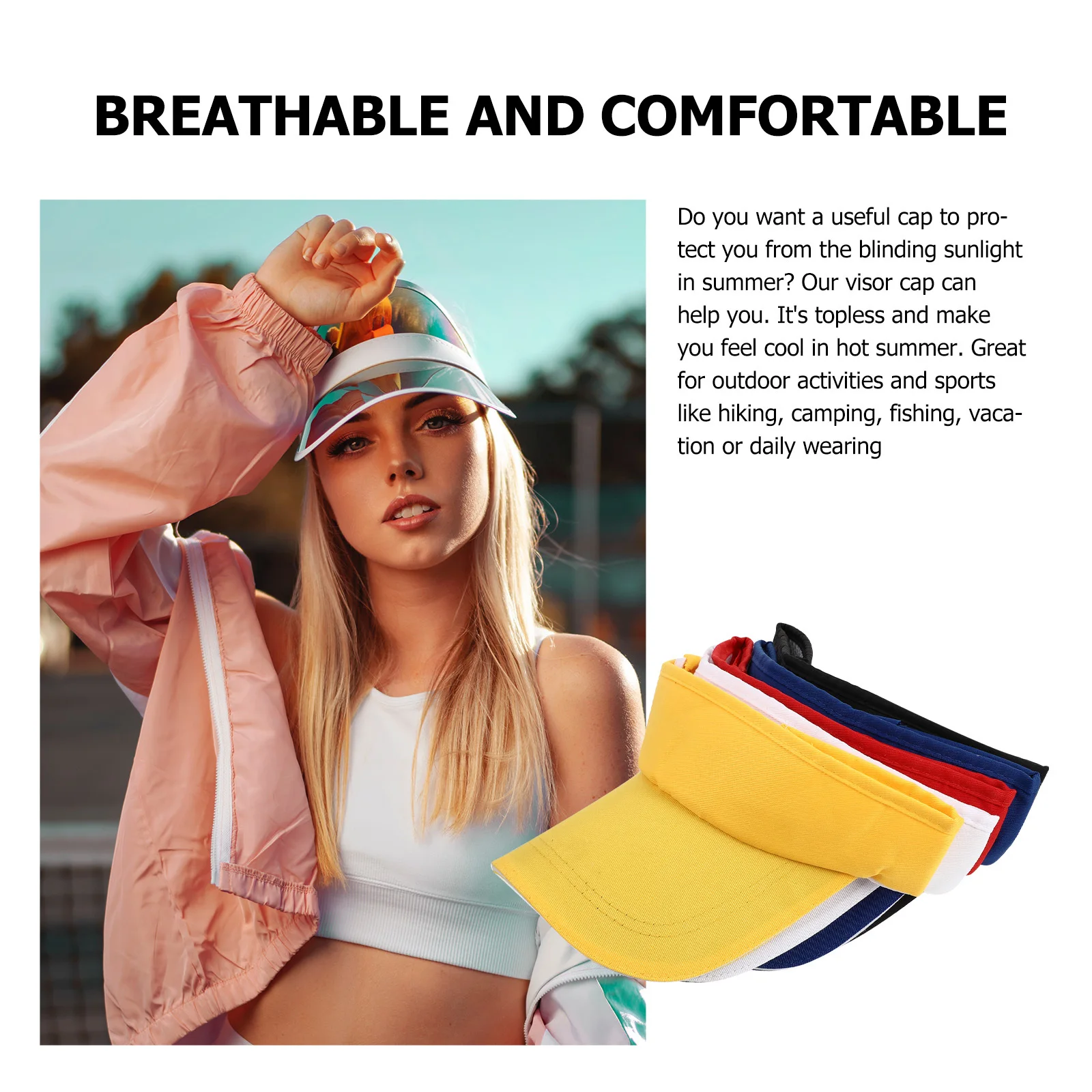 5 قطعة قبعات واقية من الشمس للجنسين قابل للتعديل رياضي الصيف في الهواء الطلق السفر الشاطئ عرق برهان قبعة بواقٍ للشمس قبعة قابلة للتعديل