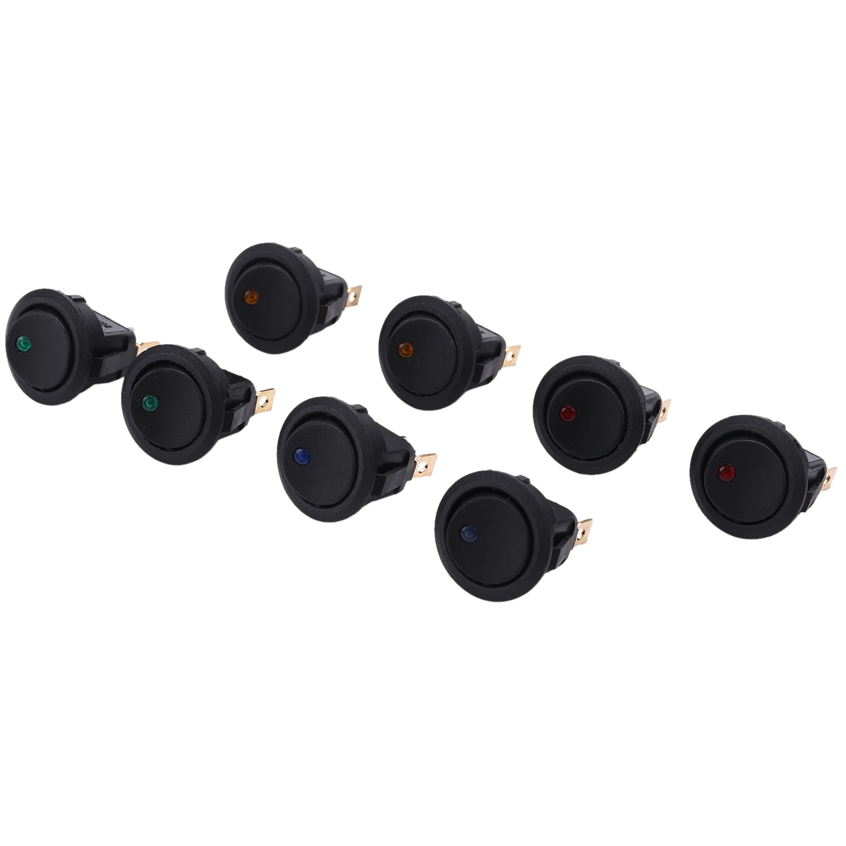 8 Stuks Led Dot Light 12V Auto Auto Boot Rond Rocker Aan/Uit Schakelaar Spst Schakelaar