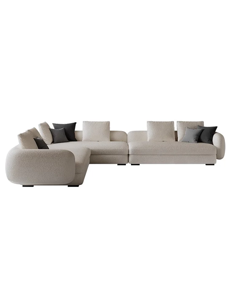 Italian minimalist special-shaped lamb wool curved large flat-layer simple corner sofa