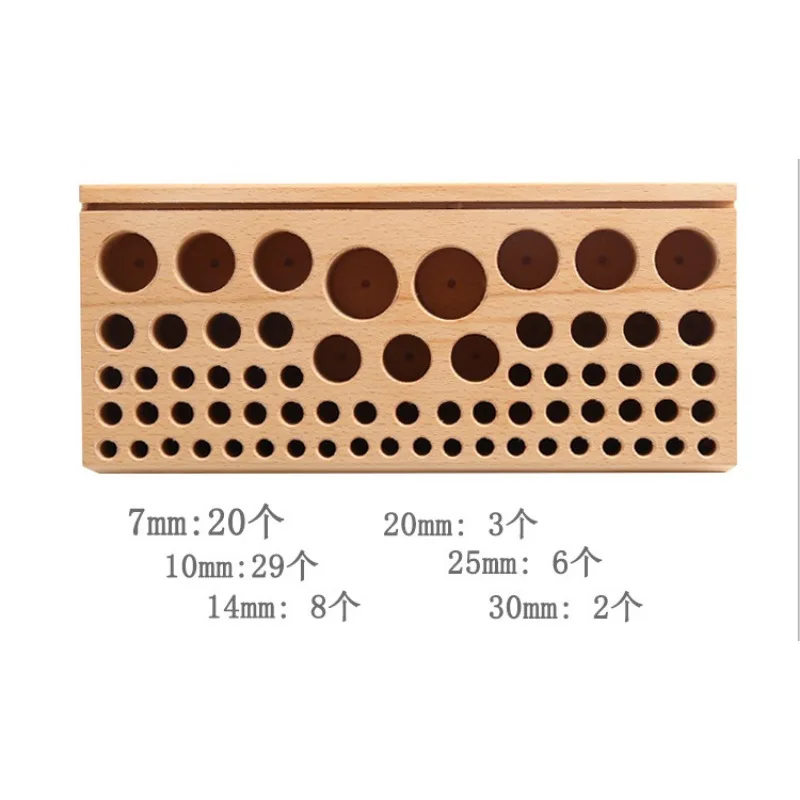 Beech Handwork Tools Holder Box 98 Holes Organizer Wooden Rack for Leather Craft Punches Stand Carving Tools Drill Bits Storage