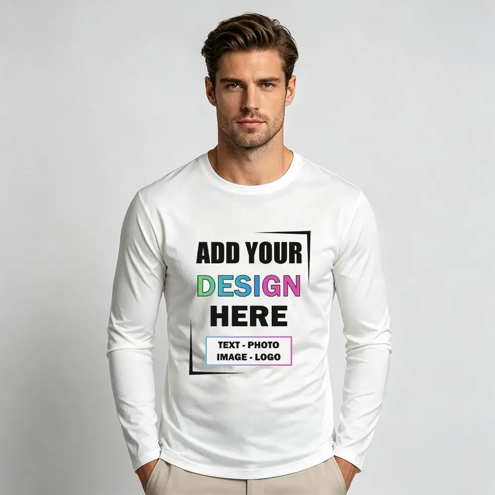 DIY Customized Logo Photo T-shirt Personalized Custom Quick-drying Sports Tees Men's Fashion Classic Crew Neck Casual Tops