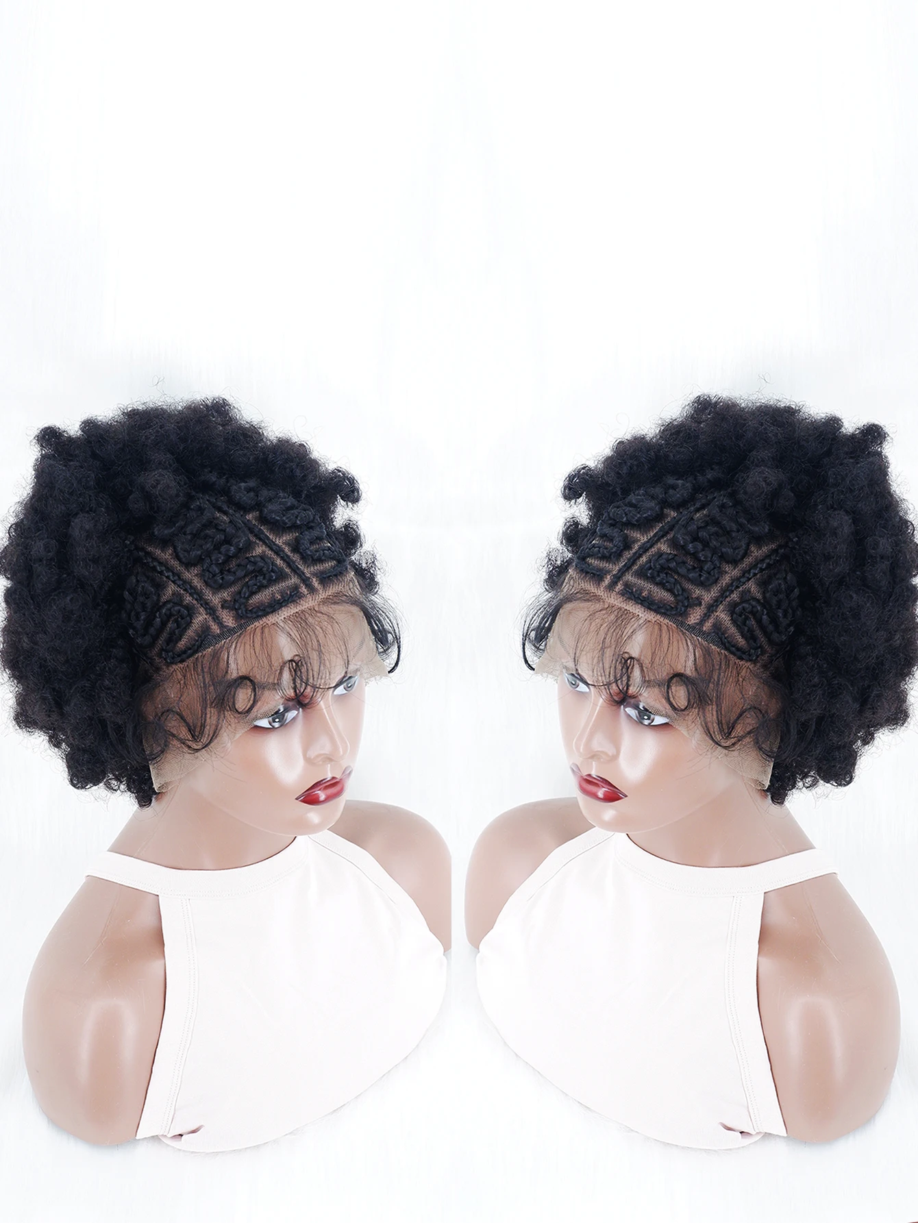 Afro verworrene lockige synthetische Haar perücke mit Babyhaar natürliche kurze Bob perücken für schwarze Frauen vordere Spitzen perücken geflochtene Perücke